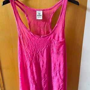 Pink lace sheer tank top